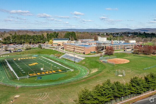 North Hunterdon High School features a modern athletic field used for football, soccer, and track.