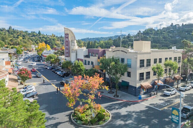 Central Orinda's downtown area is marked by the beautiful signage of the historic theater.