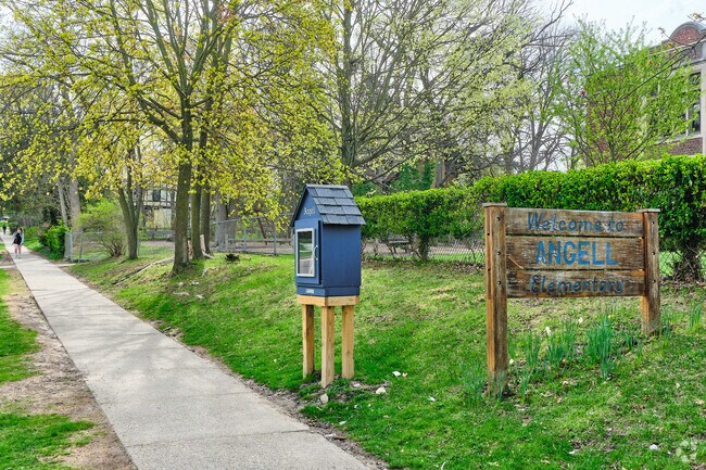 Angell Elementary is located on South University Ave near downtown Ann Arbor.