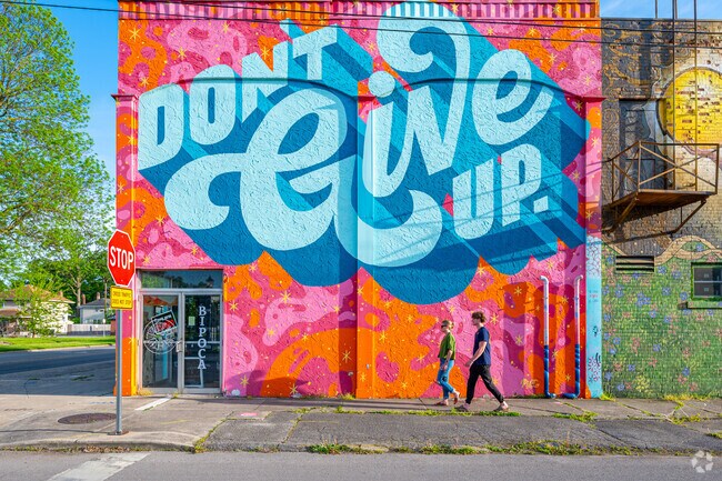 Fairfield buildings feature vibrant murals that brighten up the neighborhood.