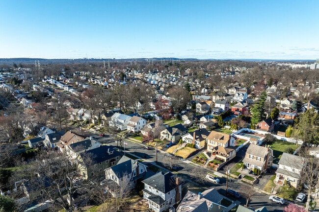 A bird's eye view revealing the tranquil neighborhoods of Nutley.