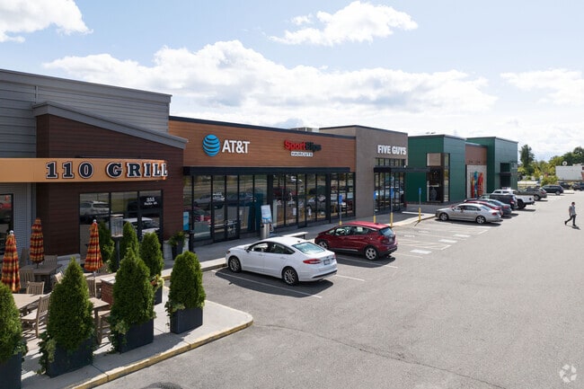 Businesses and restaurants line Route 9.