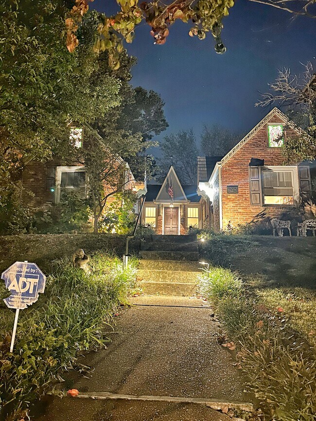 The Valentino is majestic at night welcoming you home with lit stained glass windows and charm