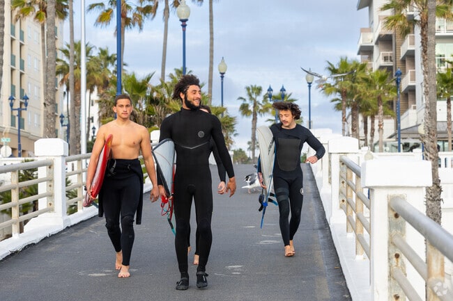 Downtown Oceanside locals can walk down to the pier and start their sunset surfing.