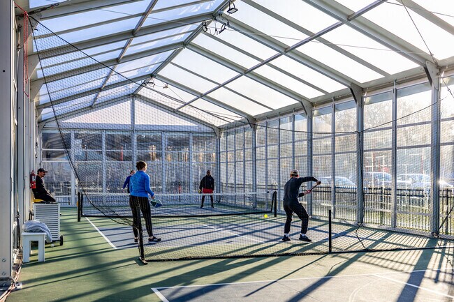 Blue Sky Patio & Pickleball is a favorite for pickup games in Brook Hollow.