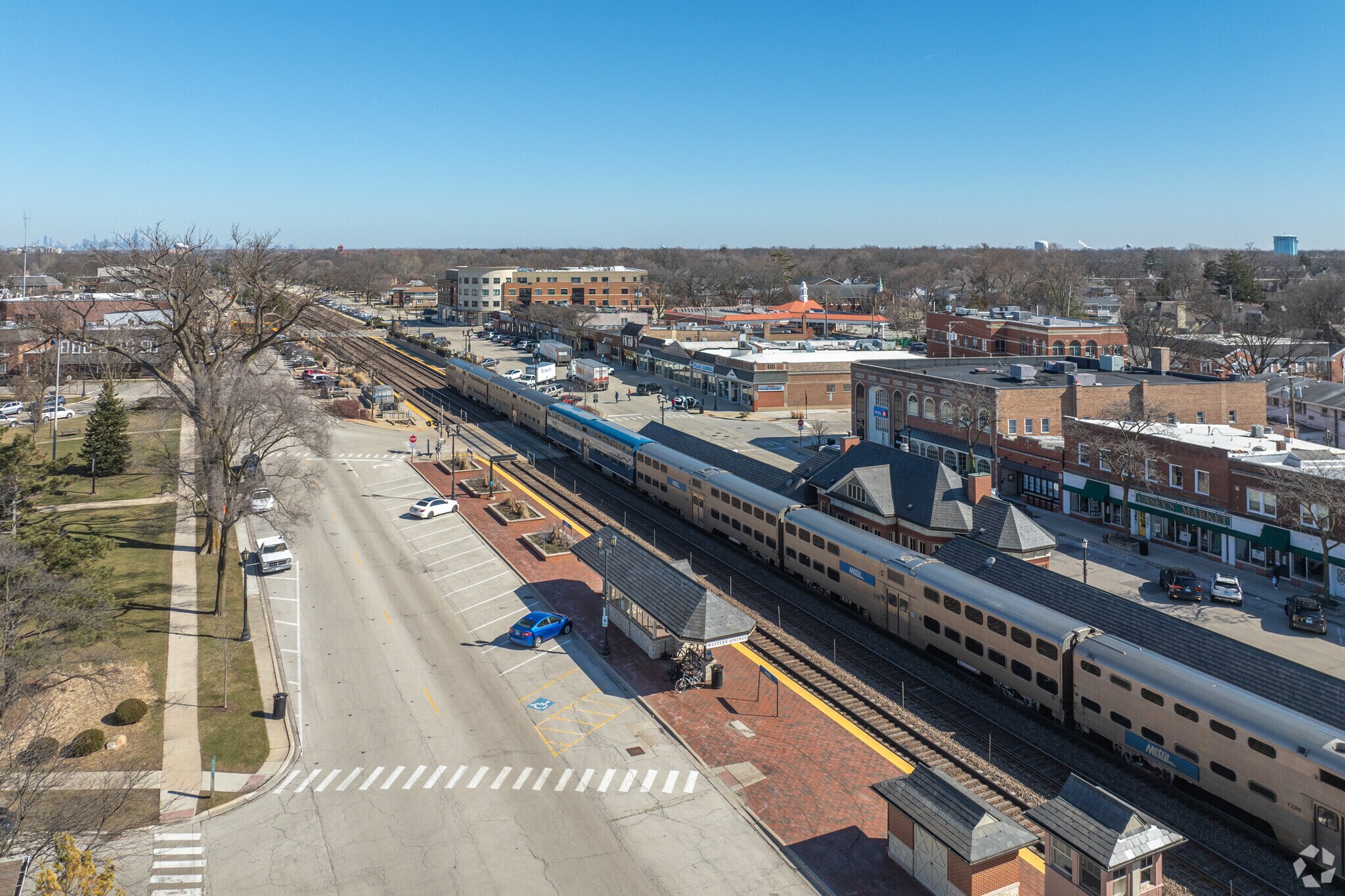 Countryside residents can head to the nearby Metra station for a quick ride to Downtown Chicago.