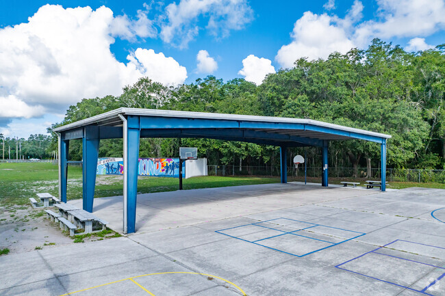 Cypress Wood Elementary has a covered play area for rainy days.