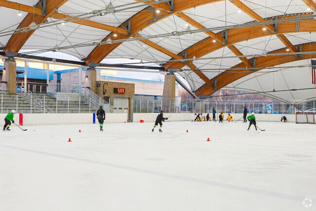 The Rec Center in Wolfe Park has a hockey rink.