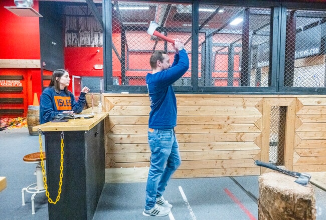 Spice up your weekends with axe throwing at Axe Kicking Entertainment in nearby Mineola.