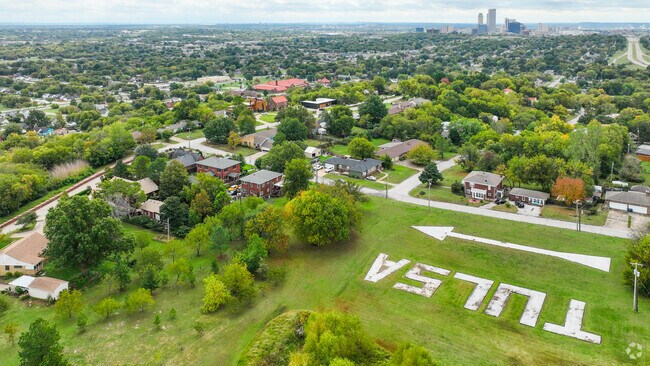 The Aviator's Arrow sits atop Reservoir Hill in Oak Cliff, pointing toward Tulsa International
