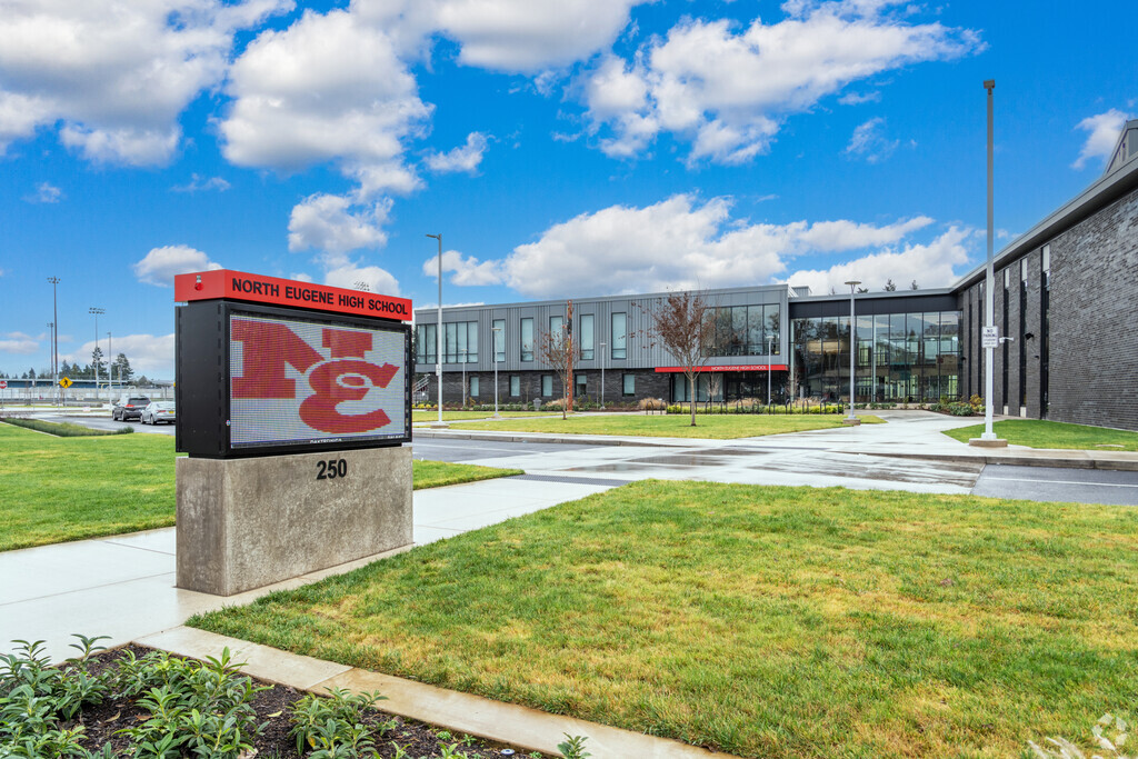North Eugene High School serves grades 9-12 in the River Road neighborhood of Eugene, Oregon.