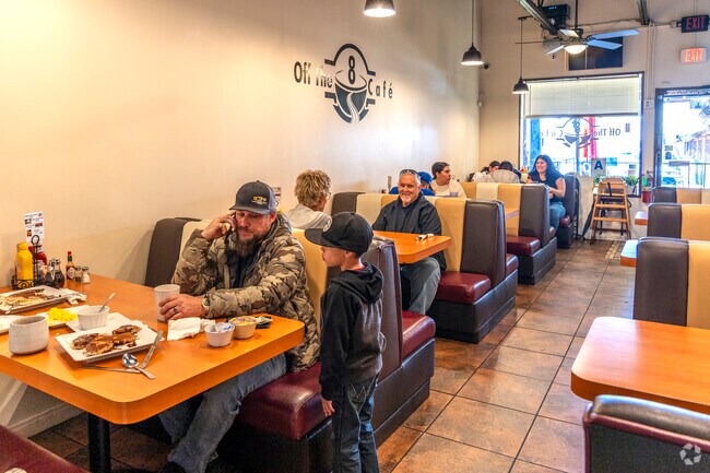 The Off The 8 Café has ample parking available in Alpine.