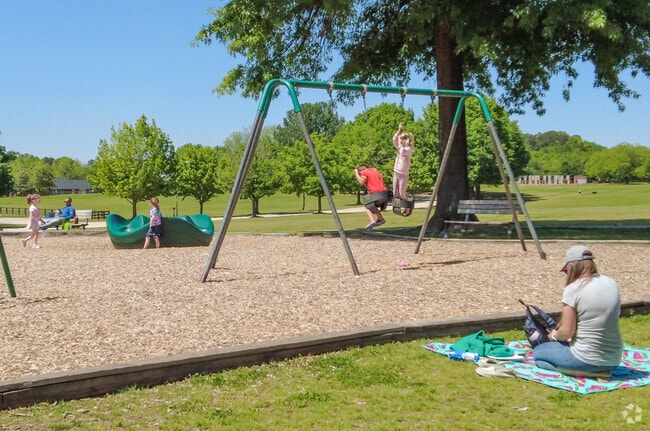 Laken Benson Park in Garner offers two playgrounds for the kids.