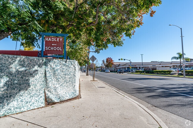 The sign on the corner at Hadley Elementary School