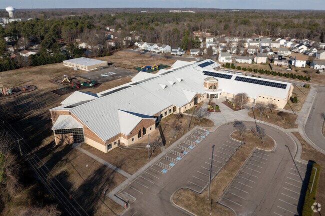 An aerial view of Miles Jones Elementary School.