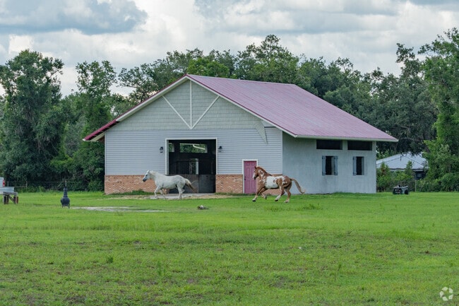 Barns in Myakka Valley Ranches support equestrian life.