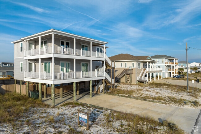 Many homes in Pensacola Beach are raised to keep them safe in extreme storm situations.