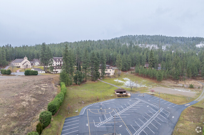 St. Dominic School has a large parking lot.
