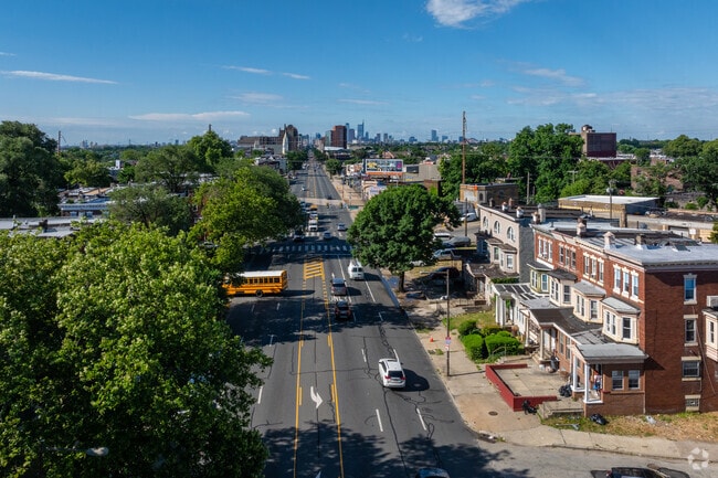 North Broad Street near Hunting Park is bustling with city life and quick transit in Philly.