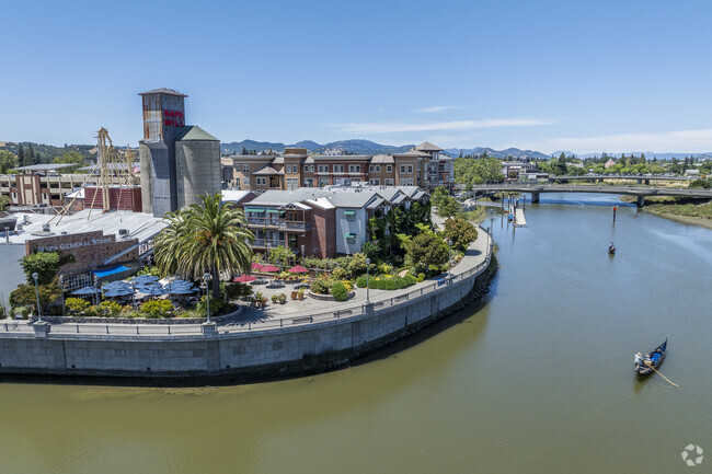 Soscol Gateway South's downtown riverfront is bisected by the beautiful Napa River.