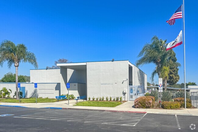 Los Coyotes Middle School's flags are unfurled.
