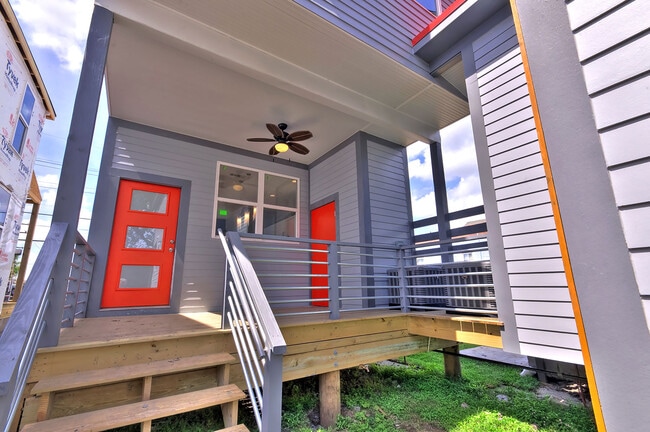 Private Covered Rear Deck with Private Outdoor Storage Shed.