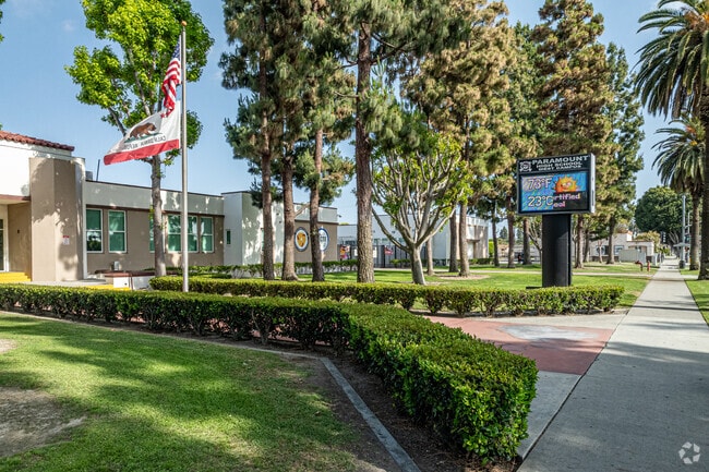 The front entrance of Paramount High School in Paramount greets students everyday.