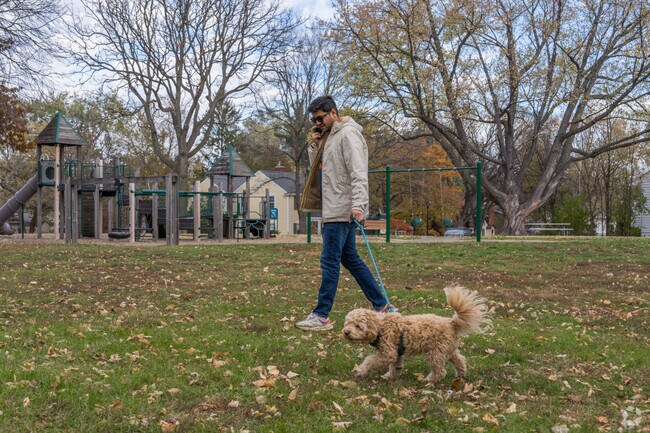 Someone walking their dog at Kojetin Park.