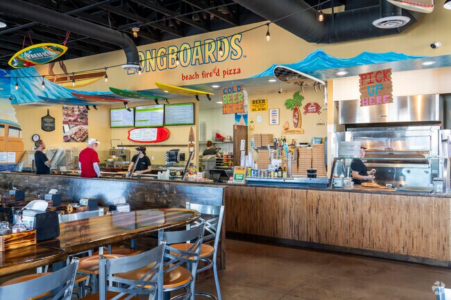 Longboards Beach Fired pizza is locally owned and always busy in Raleigh Heights.