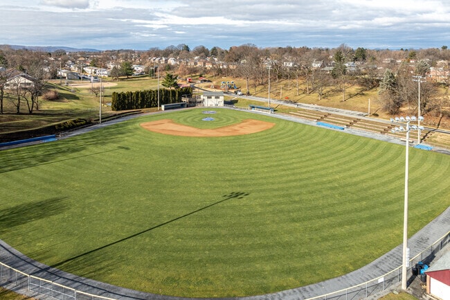 Well-kept Owls Field in West Wyomissing sits ready for the first warm days of Spring.