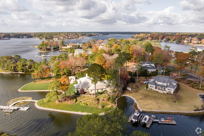 Waterfront homes abound on Birdneck's peninsula.