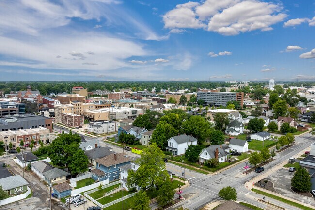 Downtown Kokomo has a small residential footprint mixed among the business district.