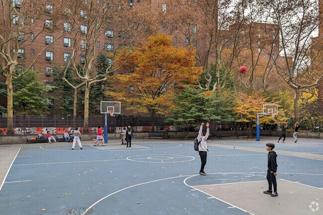 Basketball courts in StuyTown host frequent games among Stuyvesant residents.