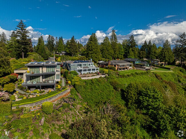 These hillside estates have exquisite views of Puget Sound.