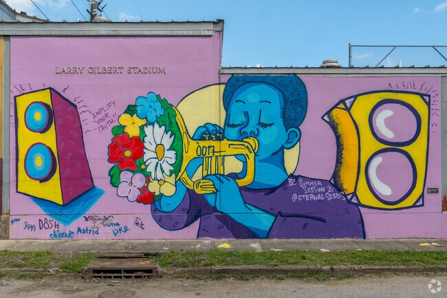 Colorful murals can be found all around Hollygrove.