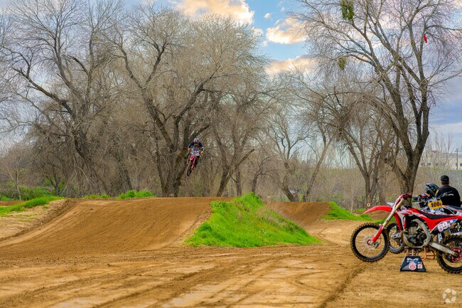 Man practices for MX races at the E-Street MX Park in Linda.