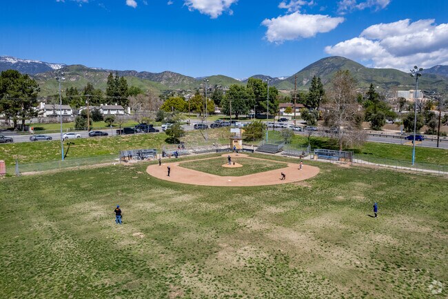 Del Vallejo High Academy's athletic fields include a baseball diamond.