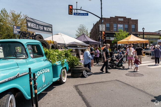 An old, Chevy pickup truck greets visitors to the Wheels of Wayne Car Show.