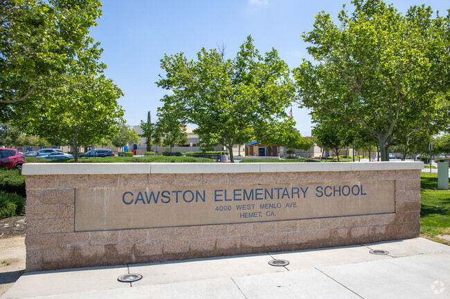 Trees cover the campus of Cawston Elementary School in Hemet.