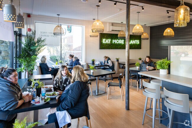 Bay Spring residents enjoy healthy, plant based food at Plant City in Barrington Plaza.