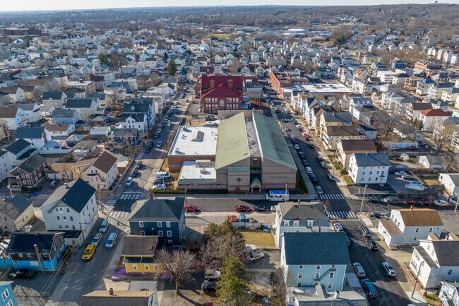 Aerial view of Veterans Memorial Elementary School in Central Falls, RI.