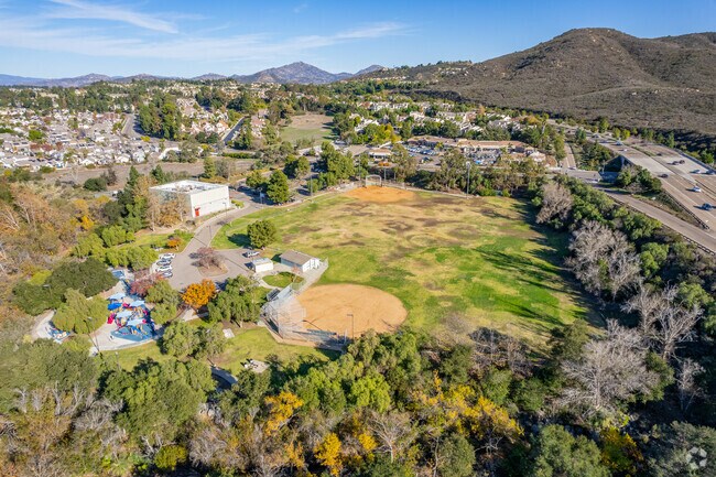 Aerial of the Carmel Mountain Ranch Park and Sabre Springs Recreation Center.