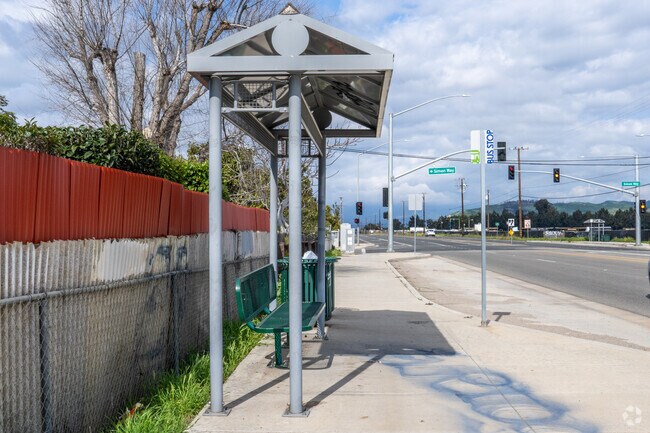 There are many bus stops around the El Rio neighborhood of Oxnard, Ca.