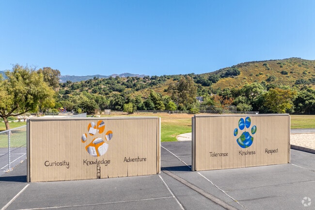 Cypress Elementary School has encouraging murals around its campus.