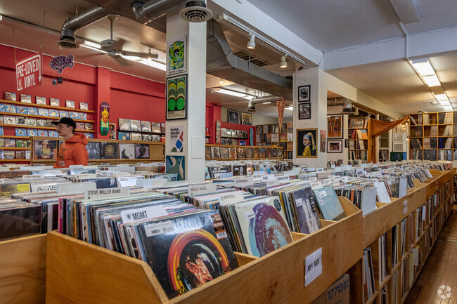 Music lovers can pick out a record at Plaid Room Records in Loveland.