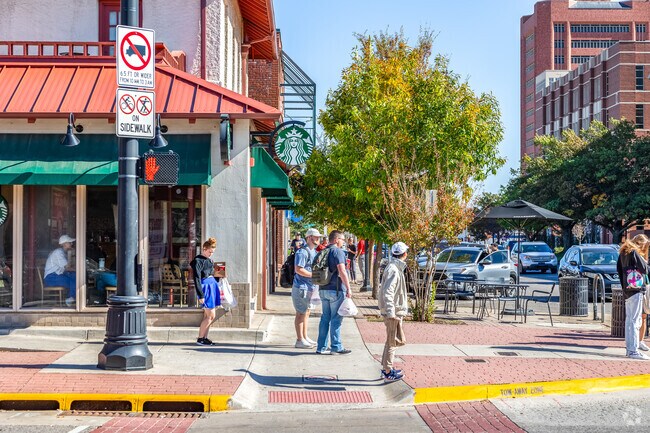 The busy Campus Corner is a quick walk from the University of Oklahoma.