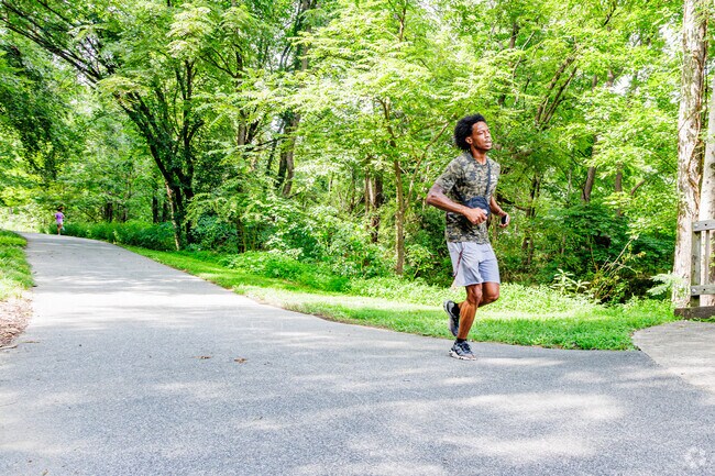 The paved paths at The Greensboro Arboretum are perfect for jogging near Rolling Roads.