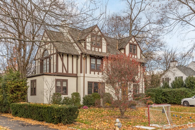 Tudor home on a residential street in Bronxville, NY.