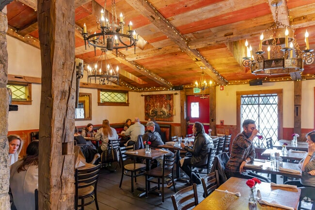 The main indoor dining area of Little Pub in Cos Cob is full all hours of the day.