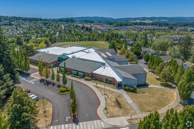 Aerial view of Scholls Heights Elementary School in Beaverton, Oregon.